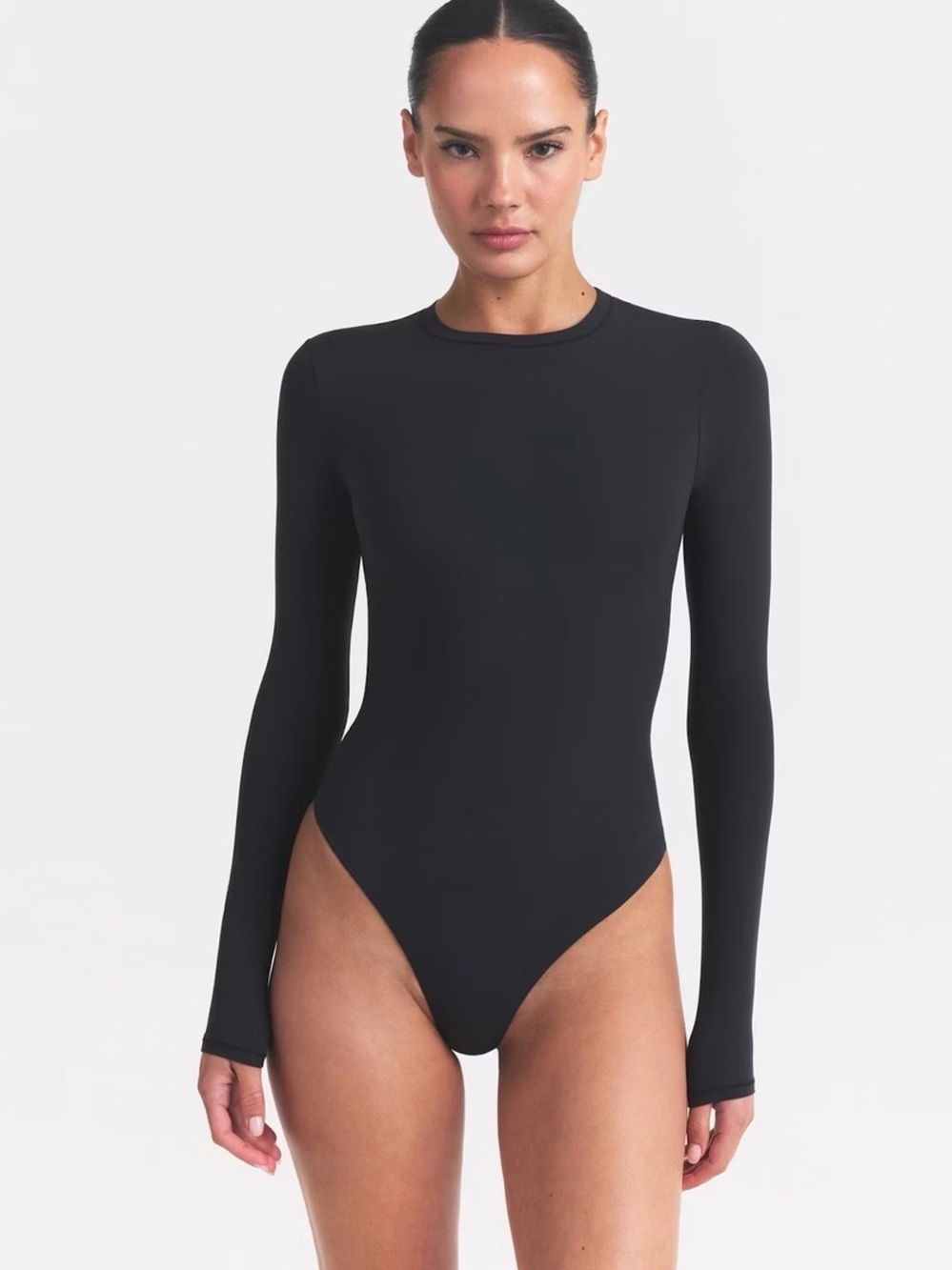 SKIMS Black Long-Sleeve Crewneck Bodysuit